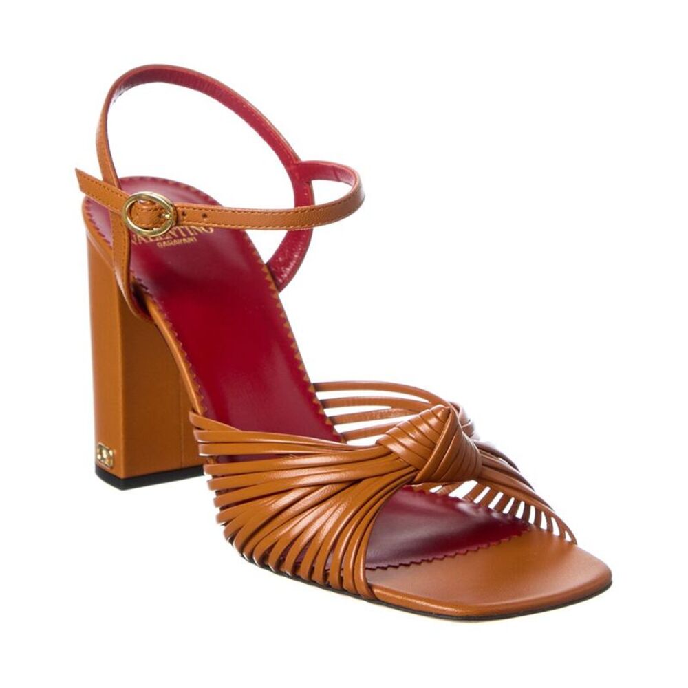 Valentino Annet 90 Leather Sandal, Brown